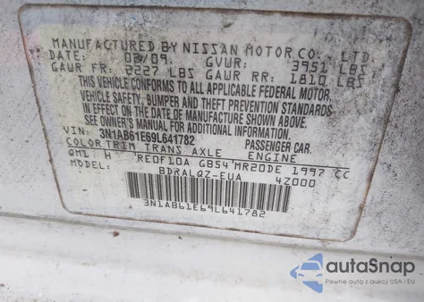 2009 Nissan Sentra 2.0 z USA, uszkodzony, nr VIN 3N1AB61E69L641782